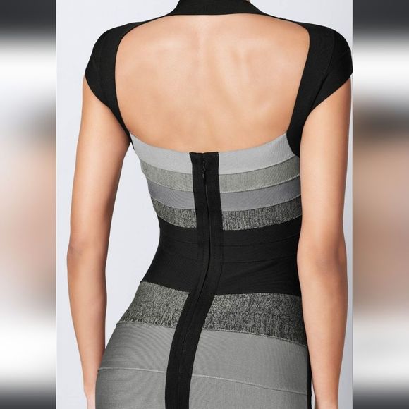 VENUS Gray Multi Gradient Ombre Bandage Color Block Midi Dress Size S - Picture 2 of 10